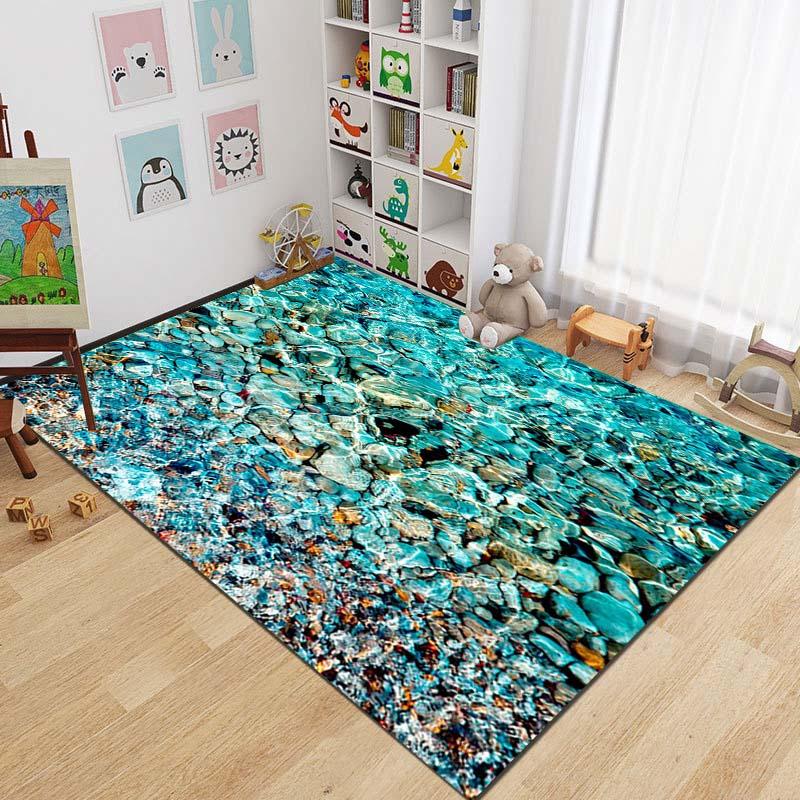 15 Sizes 3D Sea Floor Mat Rug Beach Waves Runner Carpet Kitchen Washable Non-slip Living Room Carpet Marine Bath Mat Absorbent