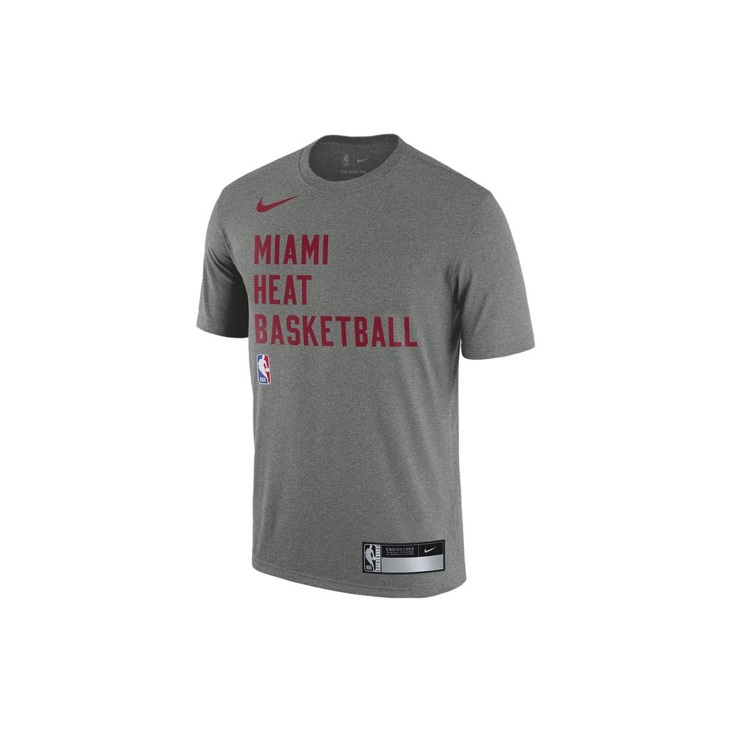 Nike Miami Heat Logo Letter Print Crew Neck Short Sleeve T-Shirt Men Tops Gray FJ0179-063