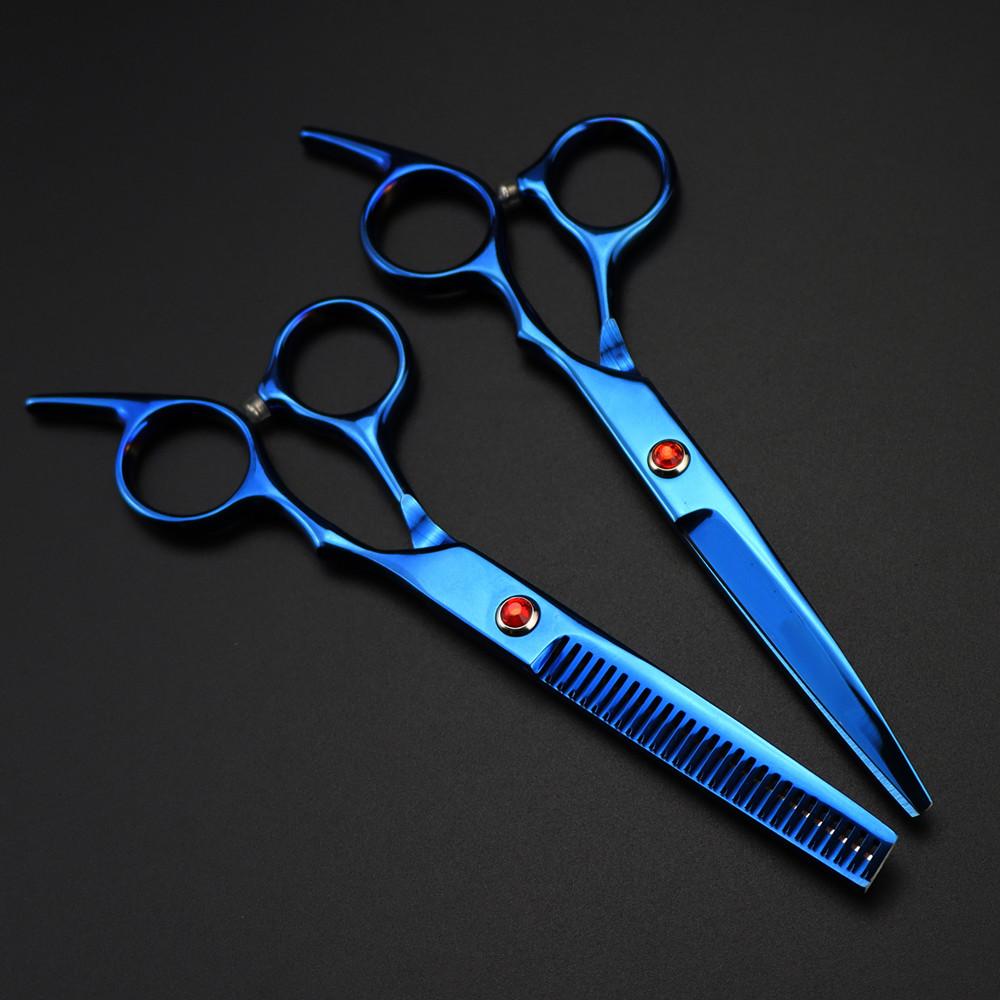 Professional 6 '' Scissor Red Gem Hair Cutting Scissors Haircut Thinning Barber Tools Cut Shears Hairdresser Scissors