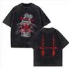 Vintage Gewaschenes Jujutsu Kaisen CHOSO Anime Baumwoll T-Shirt Herren Damen Sommer Harajuku Streetwear Kurzarm Lässig Übergroß Grafik T-Shirts