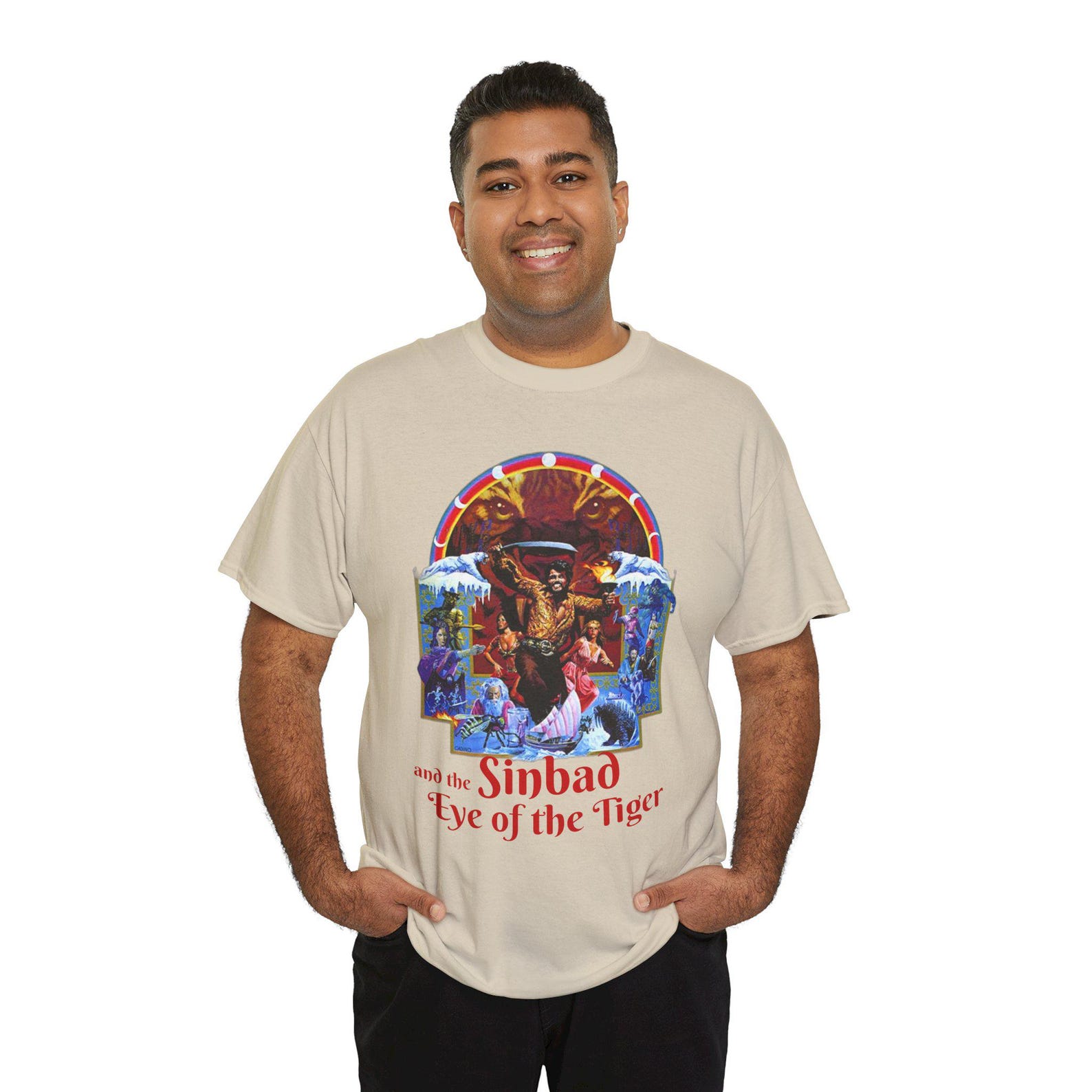 Vintage Graphic Sinbad Tee V3, Eye of the Tiger, old movie Shirt, Unisex Cotton T shirt 3XL