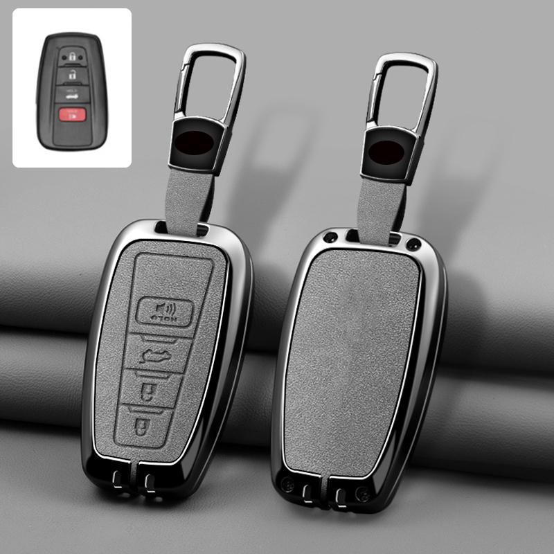 Zinc Alloy Leather Car Key Cover Housing Key Fob For Toyota Prius Camry Corolla C-Hr Chr Rav4 Land Cruiser Prado Key Fob