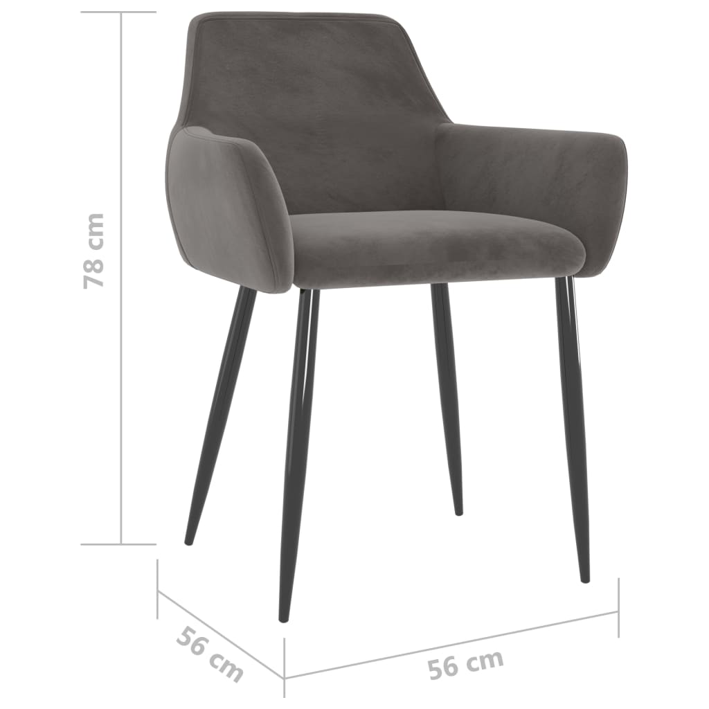 Dining Chairs Set of 4 Dark Gray Velvet