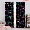 2D Flat Printing 2pcs Curtain Party Curtain Halloween Cats Digital Printed Polyester Drapes Festive Holiday for Outdoor and Home