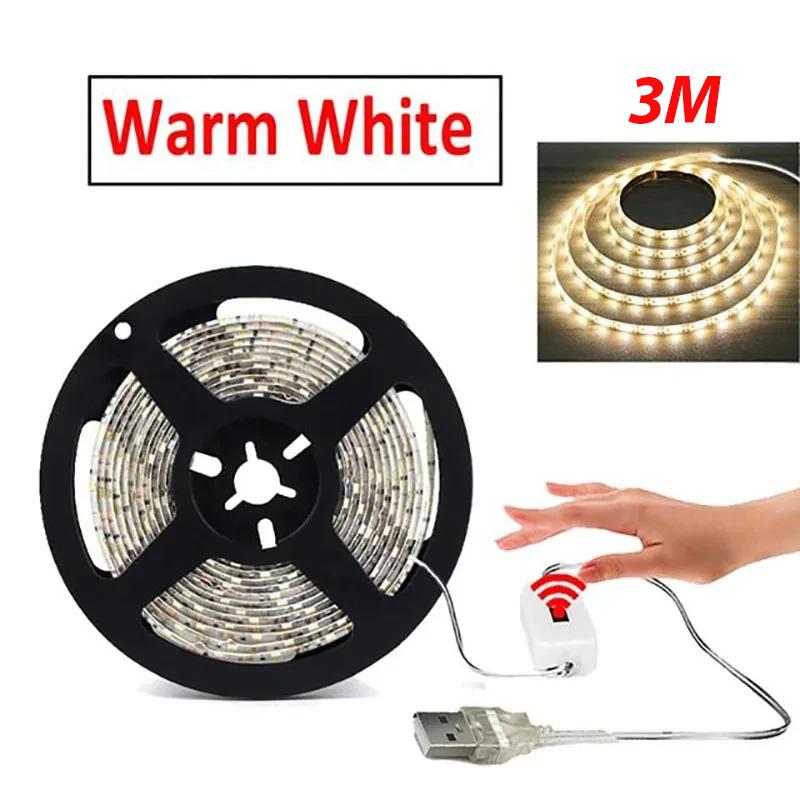 

Светодиодная лента 5 В с ручным сканированием, затемнением, датчиком движения, включением и выключением, USB 2835, 30 светодиодов/м, светодиодная лента для украшения комнаты, кухонная лампа Warm 3M