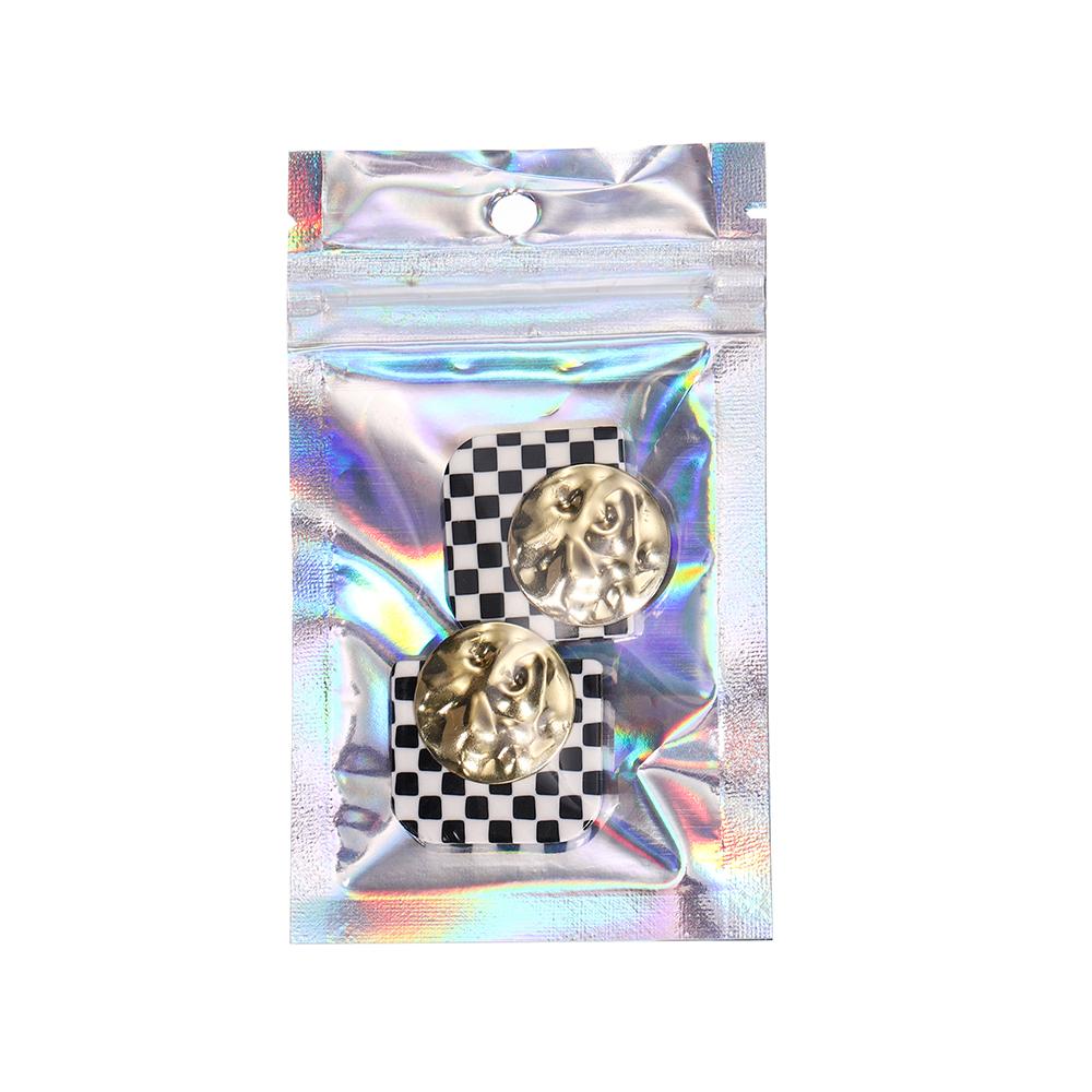 50pcs Self-Sealing Laser Small Plastic Bags for Jewelry Pouch with Clear Display Window Jewelry Packaging Gift Storage Bag
