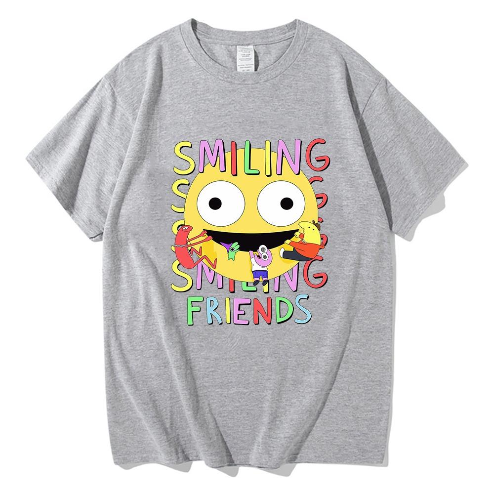 Smiling Friends Cartoon Print T-shirt Comfortable Men Women Summer Tee-shirt Cotton High Quality Tshirts Manga Funny Tees