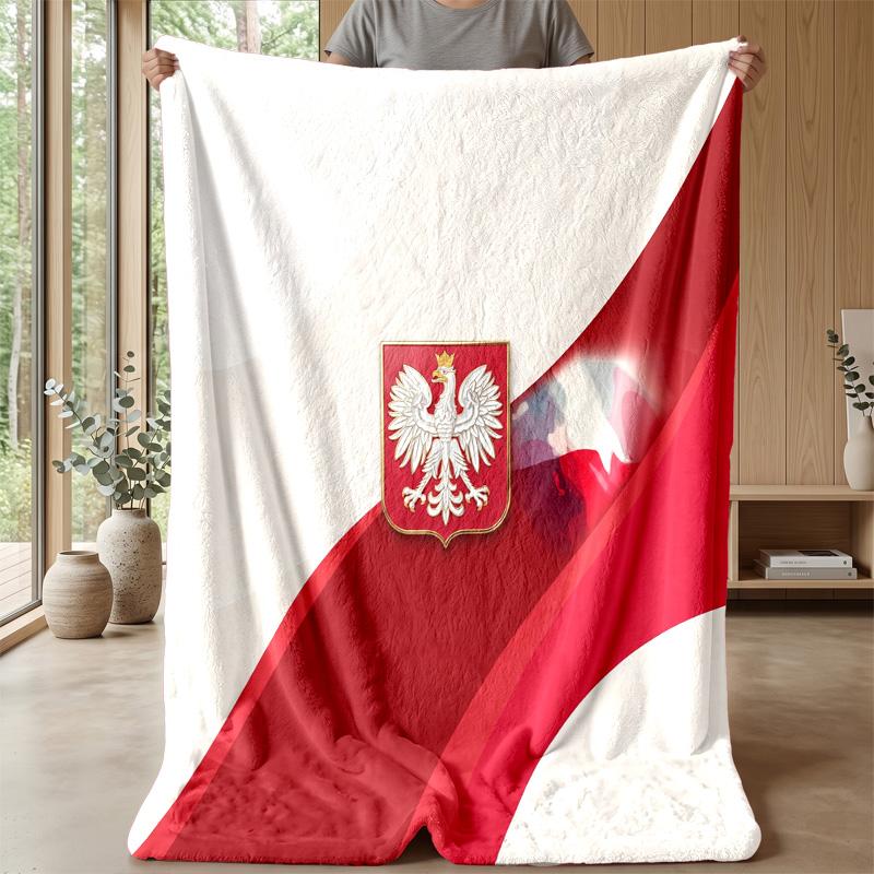 Poland Football Printed Flannel Blanket Skin Friendly Warm Decorative Throw for Indoor Couch Bed Daily Use