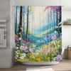Vibrant Garden Shower Curtain Blue Floral Design For Bathroom Decor Waterproof Fabric With Hooks Included Perfect Gift Idea