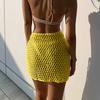Women Beach Skirt, Cover-up Skirt Hollowed Solid Summer Mini Knitted Skirt for Vacation Seaside