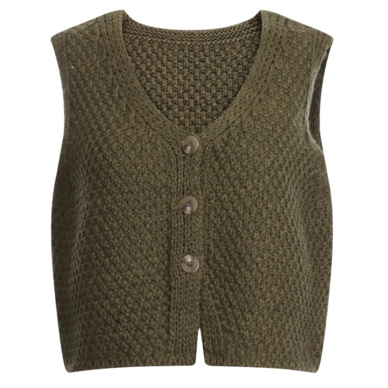 Shop   Women S 6 Color Cropped Button Open Stretch Knit veSt Beige Bom wvS 20784