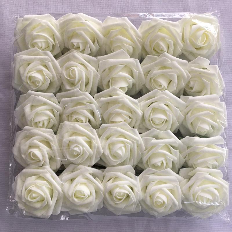 25pcs/8CM Simulated Rose Head with Rod PE Flower Holder foam Flower Head Wedding Party Decoration Hand held Flower Accessories