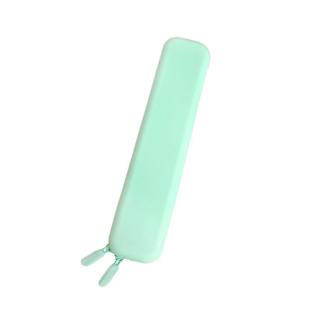 Multifunctional Pen Bag Solid Color Stationery Storage Bag Simple Silicone Pencil Case Friends
