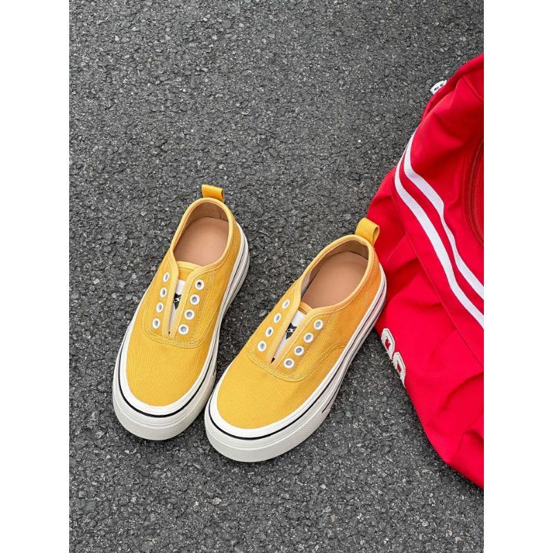 Leather one-pedal white shoes heightened platform casual canvas shoes women's spring and autumn new round head sports shoes