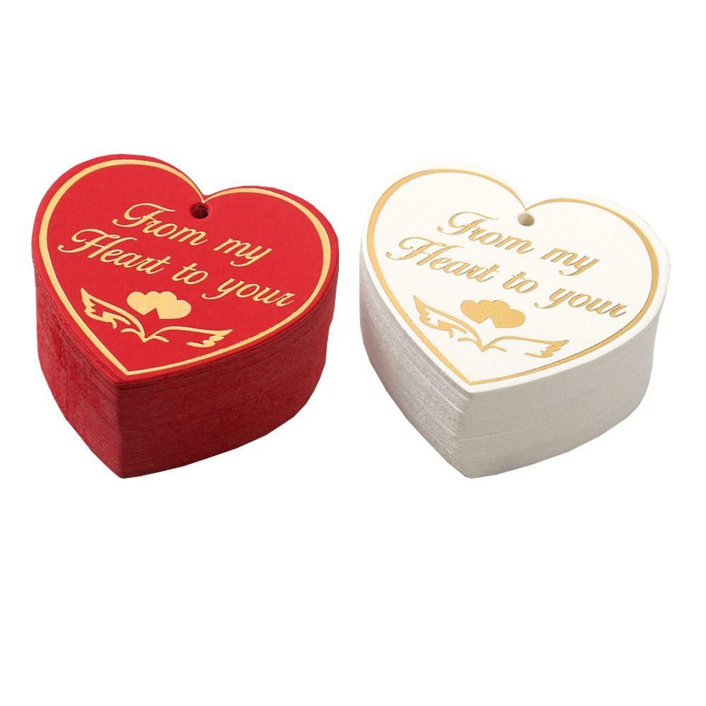 100pcs Heart Shaped Cards Valentine's Day Tags Hanging Decoration DIY Gift Labels Red Hand Gift Hanging Tag
