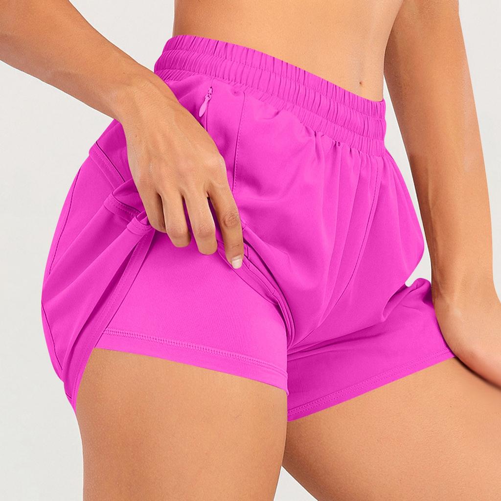 Women's Sports Running Shorts, Quick-drying And Lightweight Fitness Shorts With Zippered Pockets