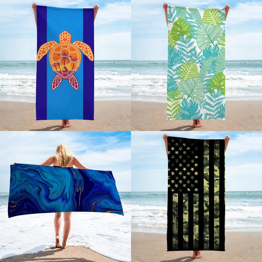 Superfine Fiber Square Beach Towel With 3d Digital Print For Beach Vacation Use