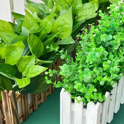 Artificial Pothos Flower Arrangement – Grass and Fence Decor for Living Room