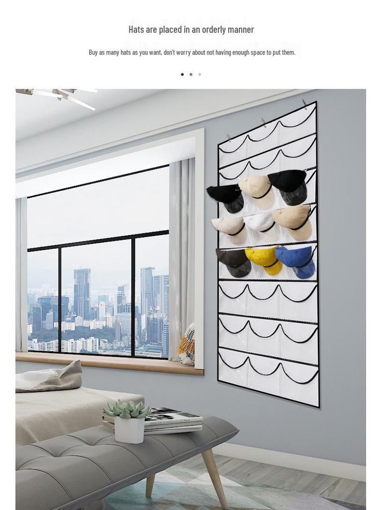 24-Grid Hanging Door Storage Organizer - No-Drill for Underwear, Bras, Socks, and Hats