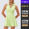 Womens Quick-Dry Tennis Dress With Integrated Skirt Breathable Sporty Workout Running Gym Dance - Black Olive Coral