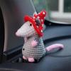 Cute Rearview Mirror Car Decor Knitted Possum Auto Charm Ornaments Handmade Key Chain Pendant Car Decoration Accessories