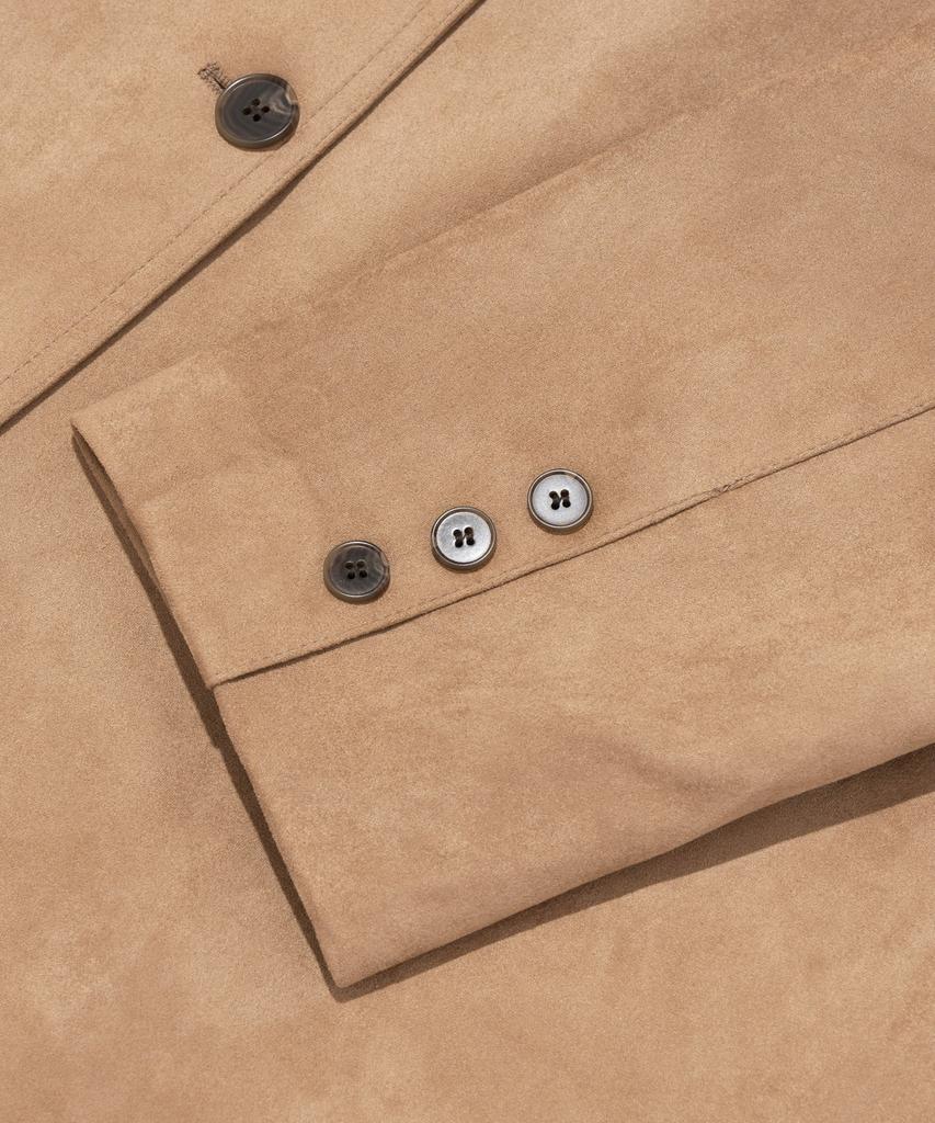 Roidesrois Collar-Detailed Suede Button-Up Jacket (Beige)