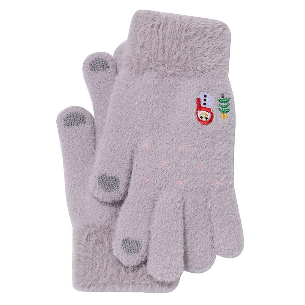 

Tree Christmas Gifts Knitted Snowman Driving Gloves Wool Mittens Christmas Gloves Female Gloves серый