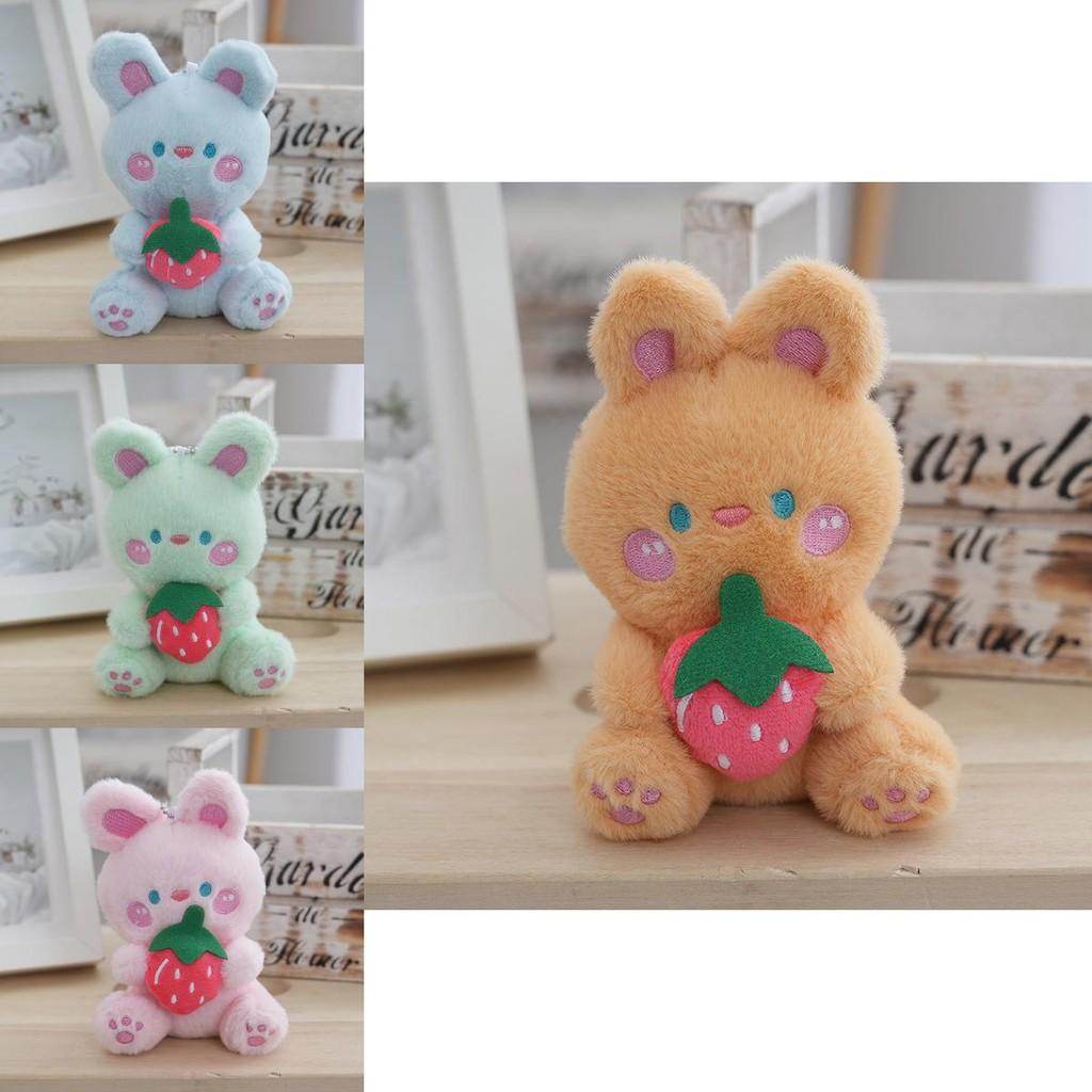 Plush Cute Adorable White Rabbit Keychain Creative Fruit Bunny Plush Toy For Girls