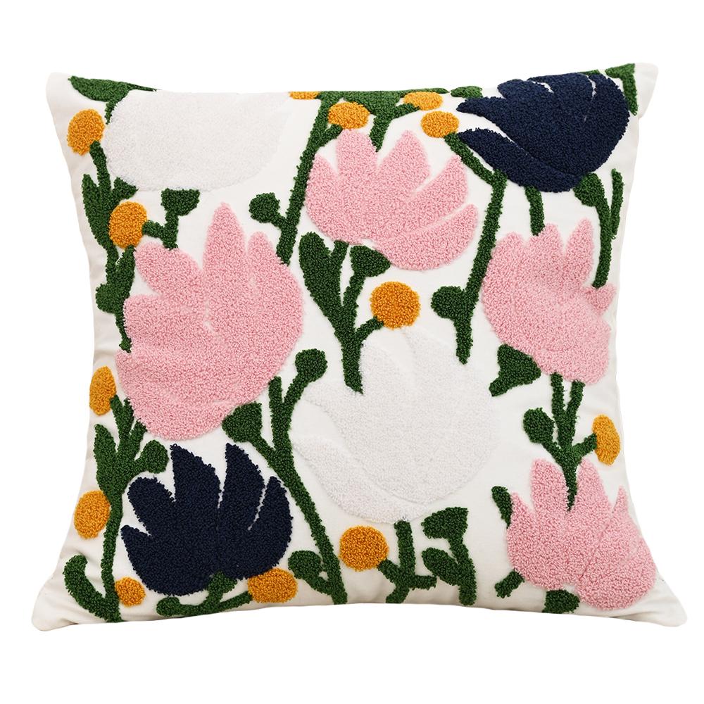 Buynow Floral Embroidered Pillowcase45X45Cm Vintage Pastoral Living Room Sofa Cushion Cover Home Bedroom Decor Cojines Para Sala