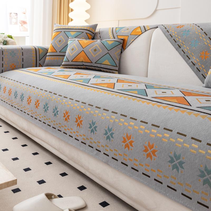 

Коврик для дивана в стиле бохо, универсальный, всесезонный, противоскользящий, устойчивый к царапинам, подходит для домашних животных, защитный чехол для дивана 1/2/3/4 Backrest 70X70