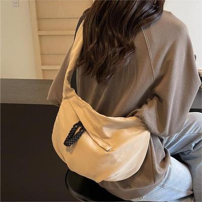 Bolsa de lona leve, versátil e casual, bolsa feminina, simples, fashion, bolsa tipo bolinho, grande capacidade, bolsa mensageiro para deslocamento diário