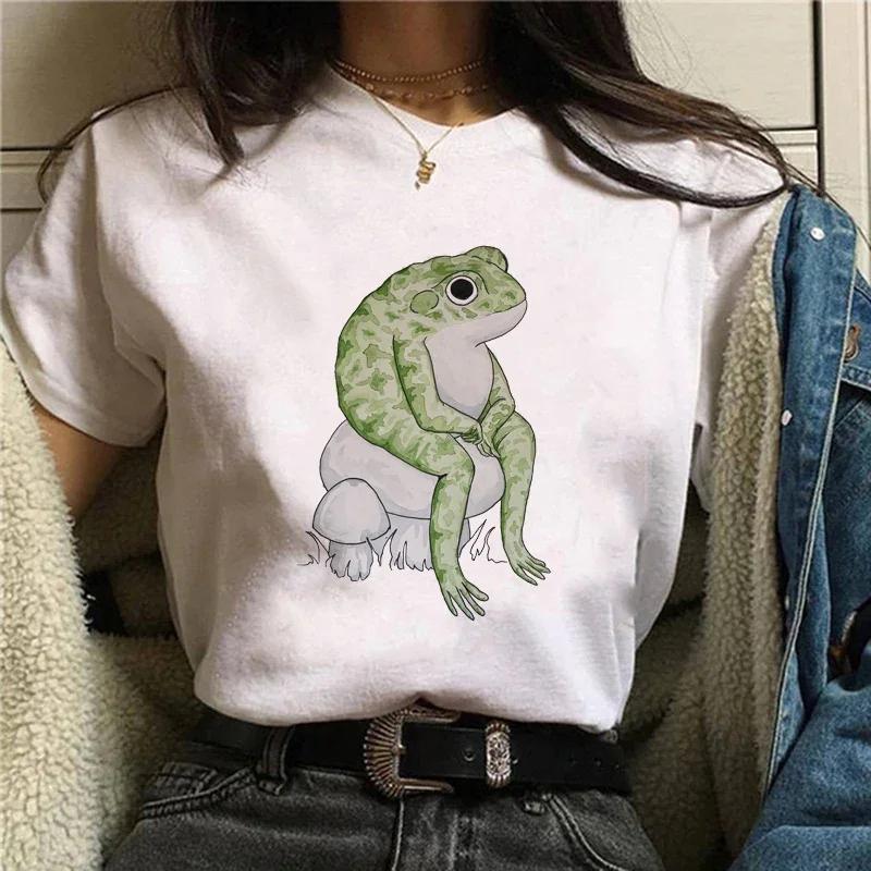 Leisure Academy Style Cartoon Frog T-shirt Spring Summer Leisure Large Women's T-shirt Ulzzang Harajuku Fashion Versatile Short