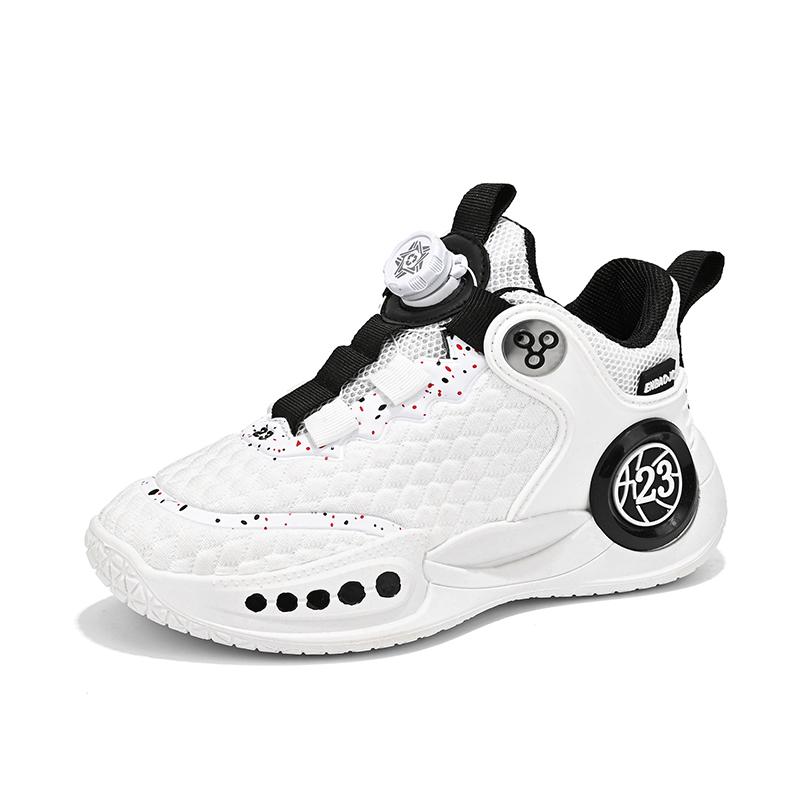 

Новые детские туфли. Дышащая сетчатая поверхность, амортизирующая, синие кроссовки для игры в мяч. Спортивные туфли для студентов. Нескользящие кроссовки с вращающейся пряжкой. 39