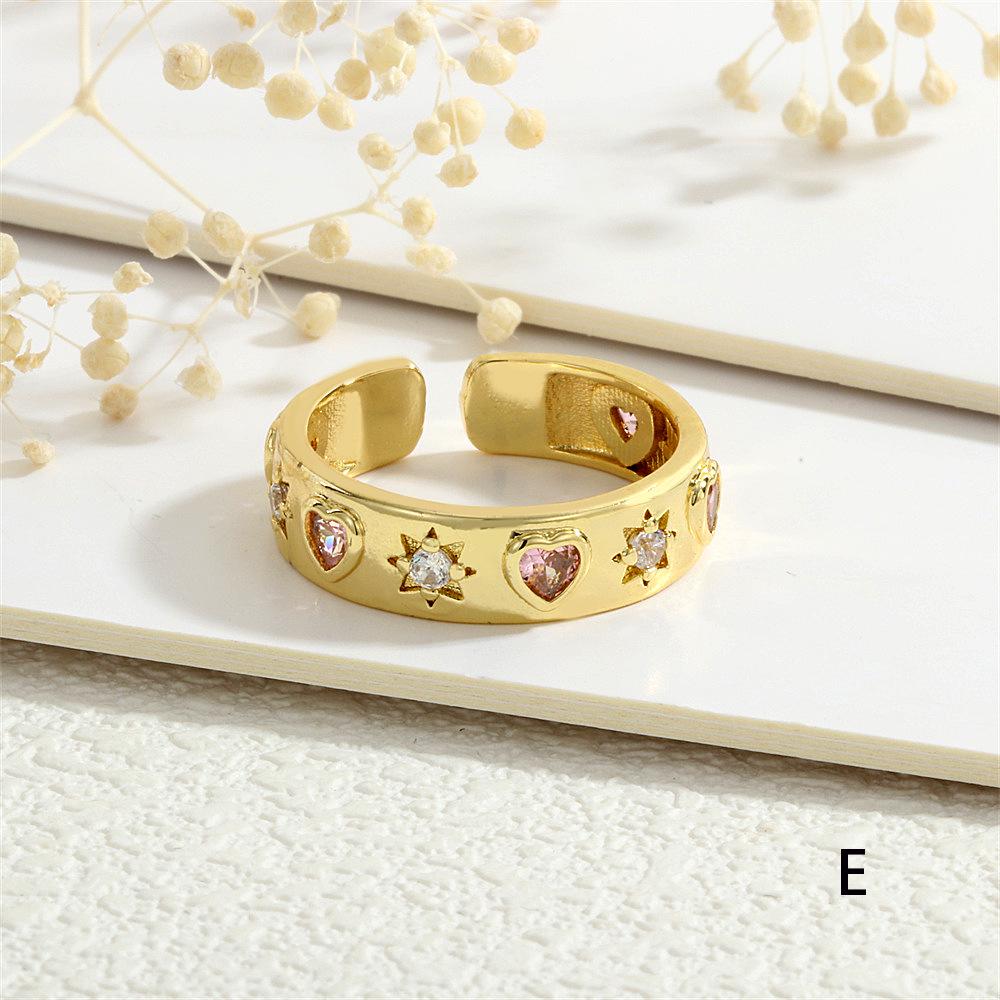 Heart and Star Zircon Open Ring: Chic European-American Luxury Women's Style
