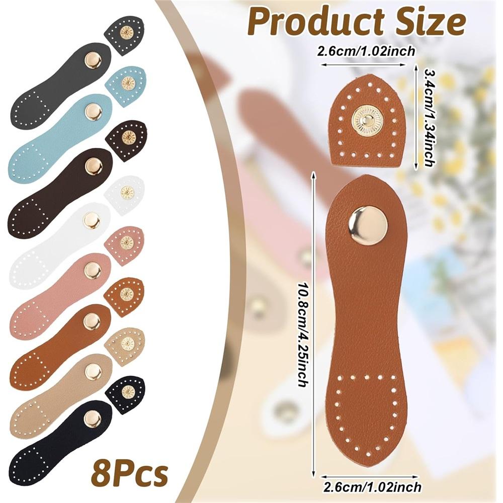 8 Sätze Leder-Druckknopfringe Druckknopfknöpfe PU-genähte Leder-Druckknopfringe Geeignet für Handtaschen, Geldbörsen, Taschen, DIY usw.