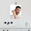 Espejo colgante para baño con gancho adhesivo, antivaho, rectángulo transparente, irrompible, portátil, para viajes, maquillaje para mujeres, hombres, afeitado, espejo de tocador de mano