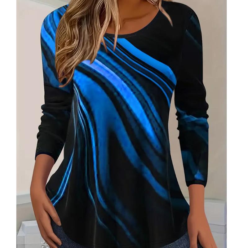 2025 Autumn & Winter Women's New Casual Crew Neck Long Sleeve Top 3D Retro Pattern