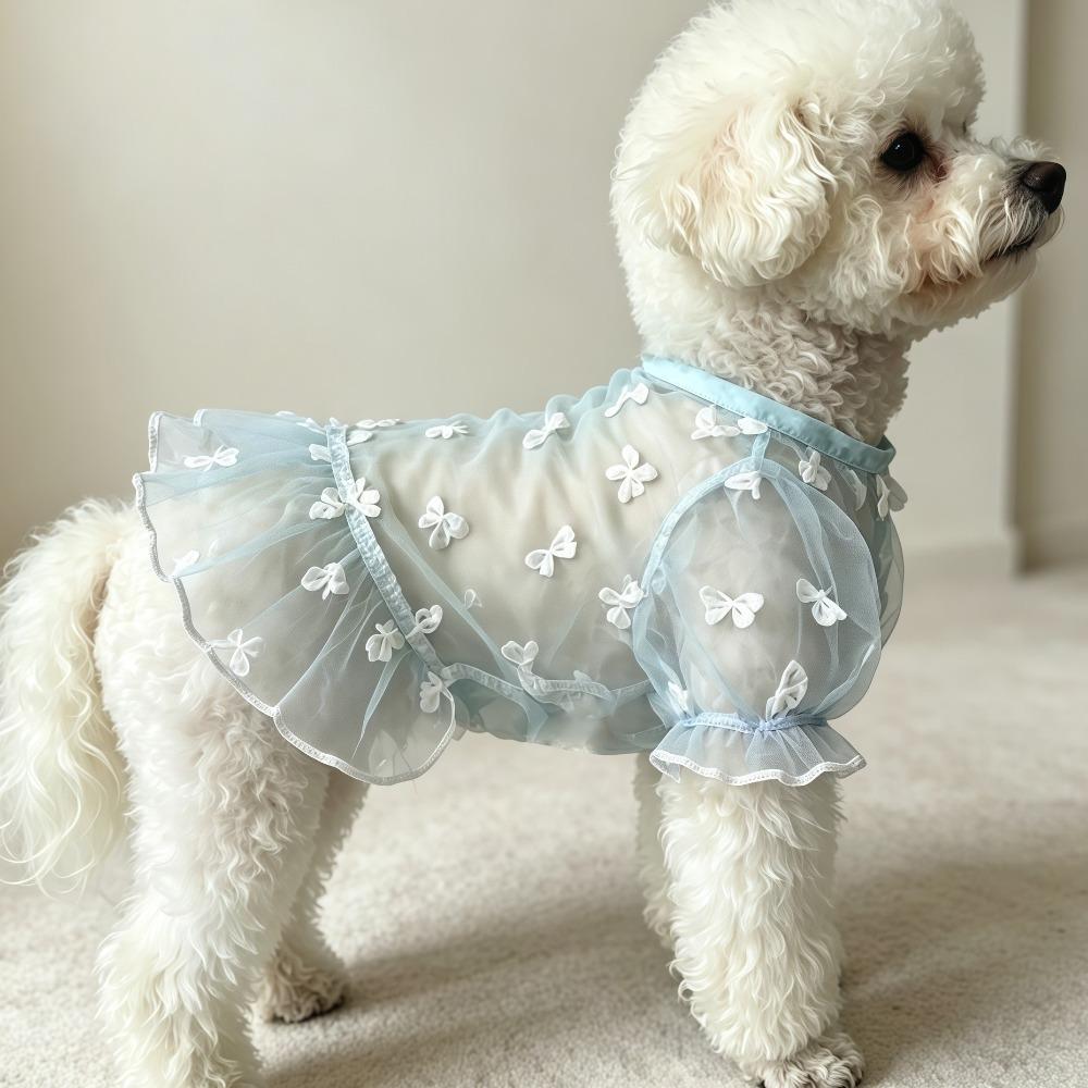 Cozy Dog Sunscreen Clothes Ruffle Trim Puppy Mesh Skirt Sun Protection Clothes Small Medium Dogs