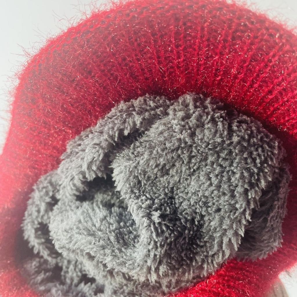 Women's Hat Fleece-lined Ear Protection Hat New Arrival Rabbit Fur Embroider Flower Octagonal Hat Red Classy Hat