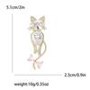 Broche Chat Mignon Dessin Animé Zircon Micro-Incrusté, Accessoires de Vêtements Polyvalents Simples et Tendance Corsage