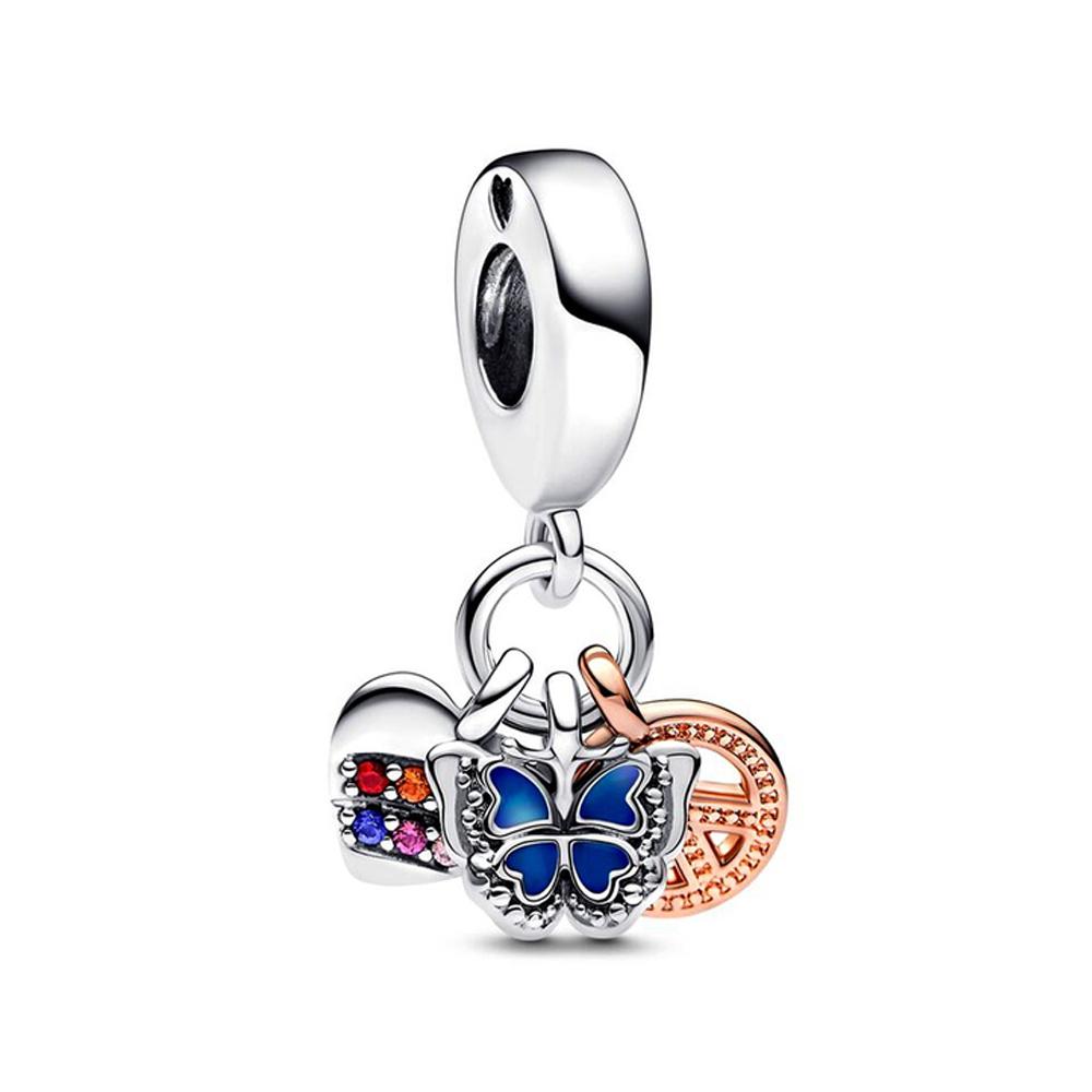 New Fashion Copper Family Tree Heart Dangle Charm Bead Pandent Fit Original Bracelet Accessories Diy Women Jewelry