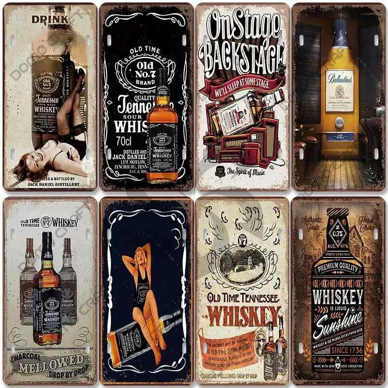 Whiskey Poster Metallblech Logo Whiskey Mädchen Weinglas Retro Metallschild Bar Club Bar Wohnzimmer Heimwanddekoration