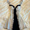 2025 White Polka Dot Camisole Dress for Women Layered Top Up Dress, Summer Belly Covering A-line Skirt