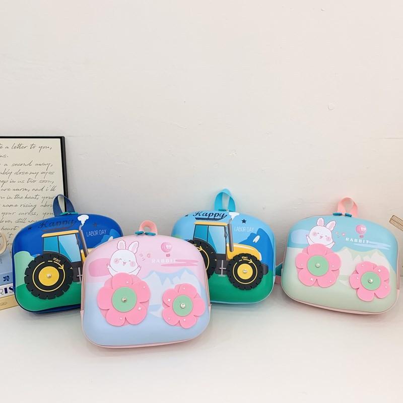 Cartoon Engineering Cute Car Rabbit Flower Pattern Children Hard Shell Backpack
