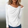 Asymmetrisches Langarm-Shirt-Oberteil mit Kragen für Damen