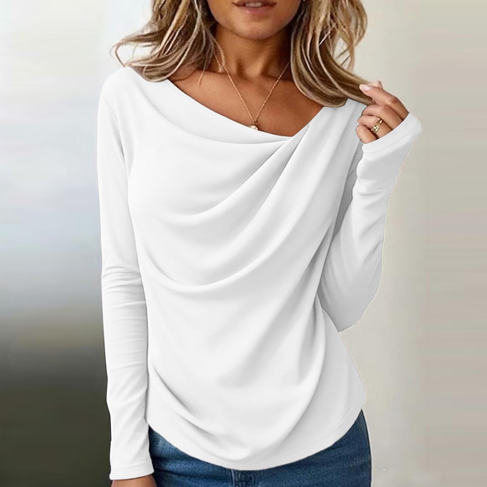 

Women s Asymmetrical Long Sleeved Collar Shirt Top XL