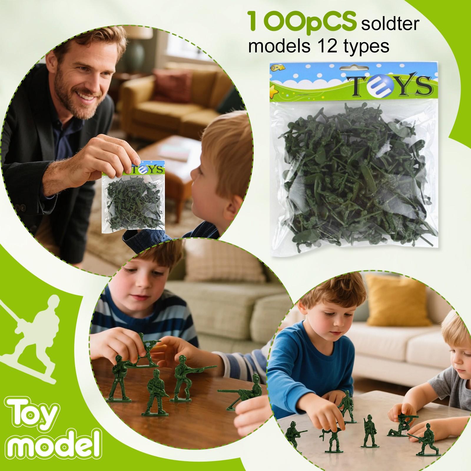 

Toy Soldiers Set (100 Pcs), Green Action Figures, Plastic Military Toys For Boys-Creative Play And Learning Adventures For Kids One Size зелений