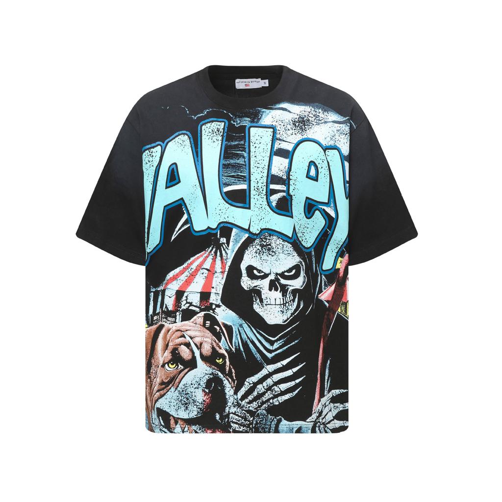 2025 Amerikanische trendige Marke Vall gewaschen alt bedrucktes kurzärmeliges Hip-Hop lockeres Streetwear-T-Shirt für Männer und Frauen