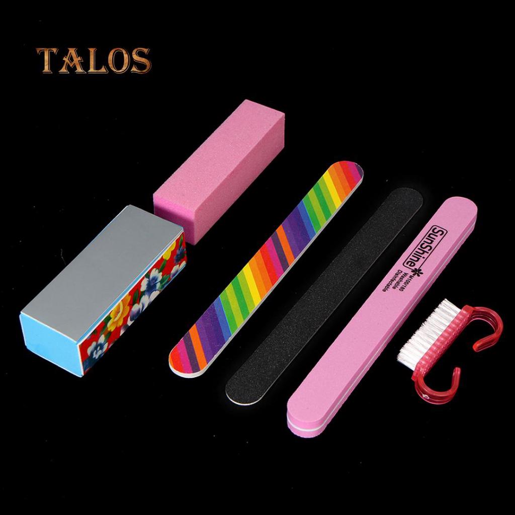 6Pcs Nail Art Sanding File Buffer Block Cleaning Brush Manicure Tool Kit Set Nail Care