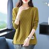 Spring and Autumn Women's Plus Size Knit Sweater Thin Loose Crew Neck Pullover Knitwear Short Slit Stretch Knit Top Jumper